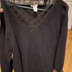 Oversized lace neck sweater
